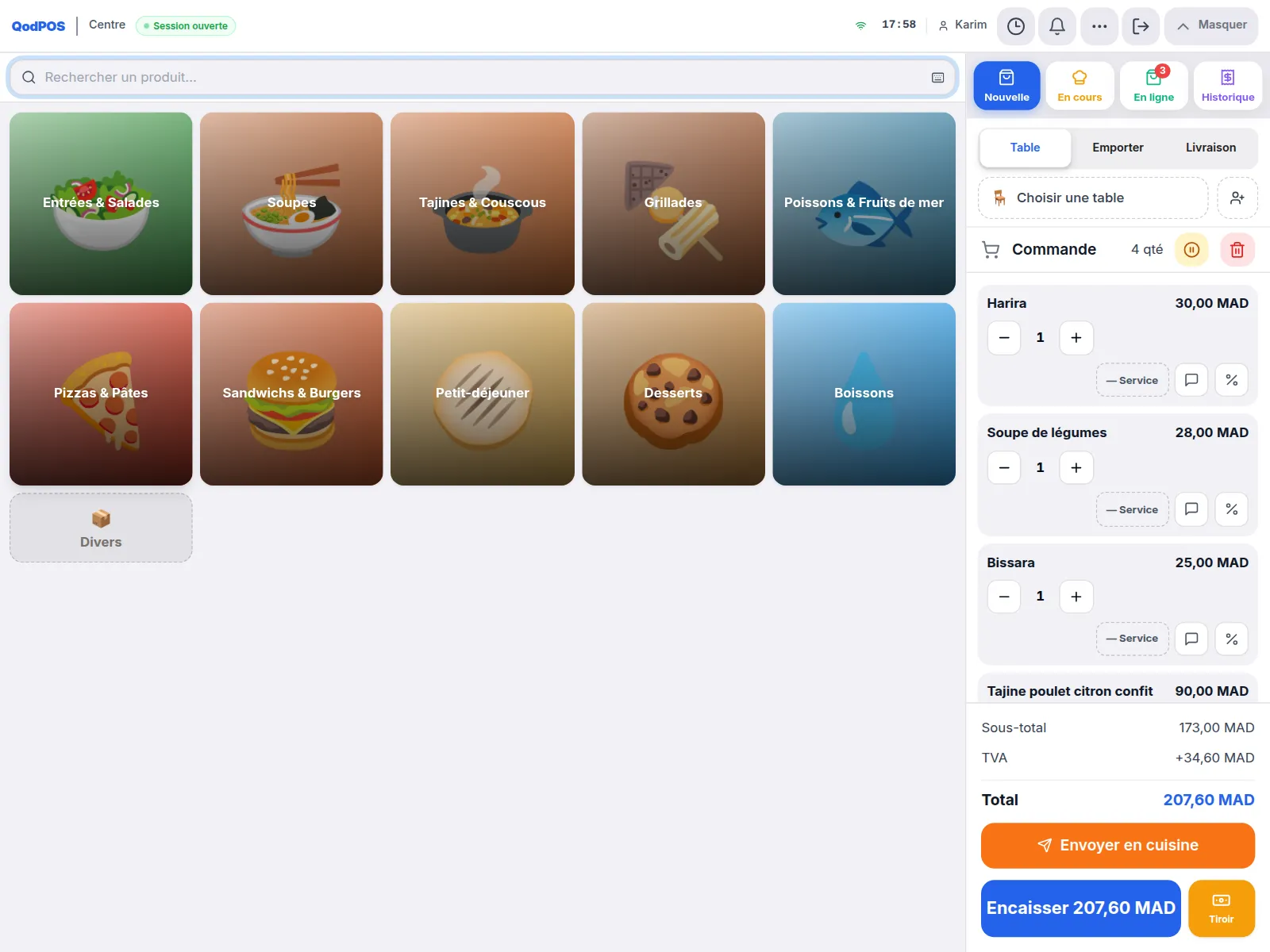 Écran d'encaissement QodPOS